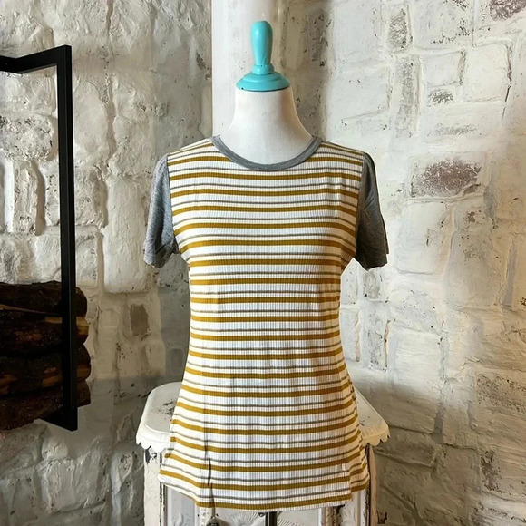 Flamingo | Contrast Sleeve Striped Tee - Picture 1 of 5
